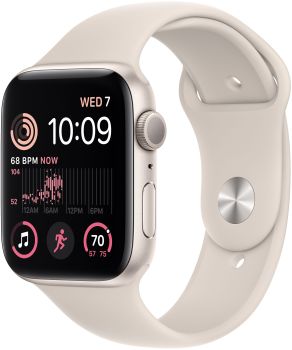 Apple Watch SE 2, 44 мм, корпус из алюминия цвета «сияющая звезда», спортивный ремешок цвета «сияющая звезда», GPS